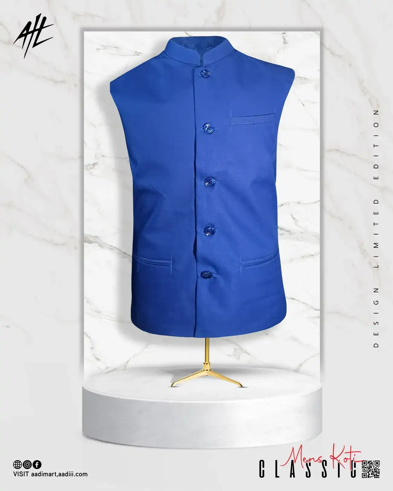 Men Blue Waistcoat