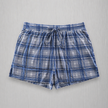 Ladies Box Printed Short Pant|Iron Free | Ash-Navy