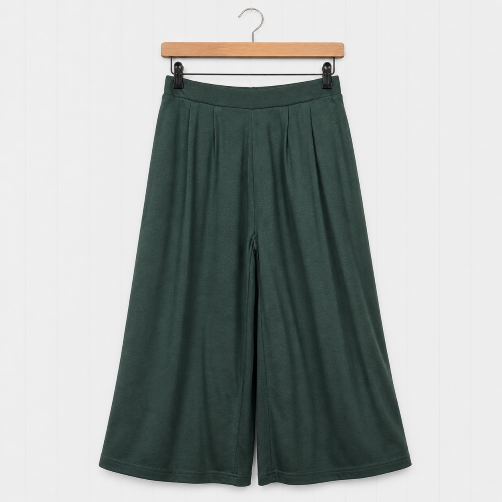 Ladies Wide Leg Pant |100% Cotton | Dark Green
