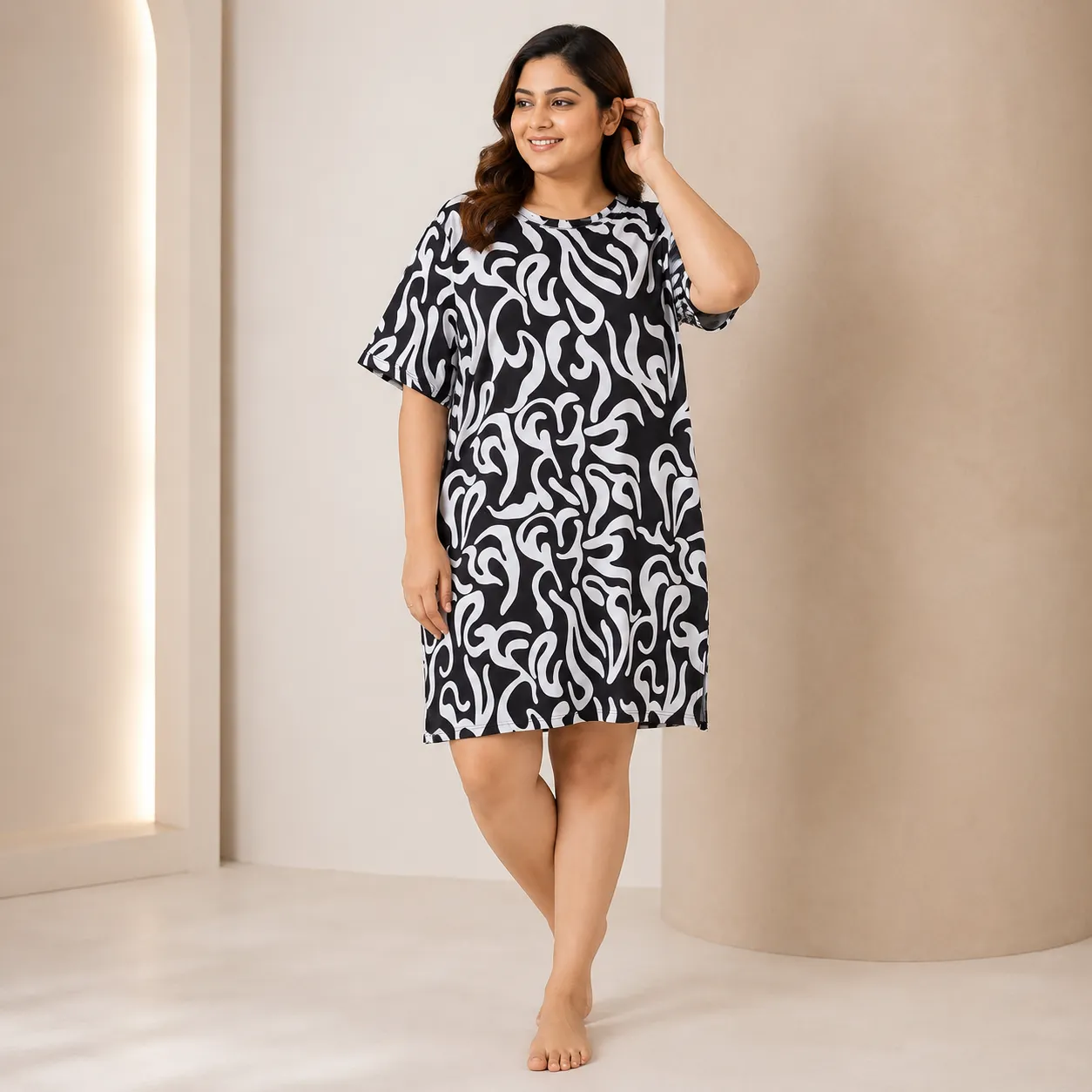 Women Plus Size Printed Long T-Shir