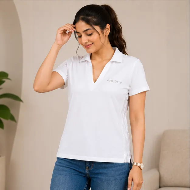 Women Fashionable Polo Shirt – White