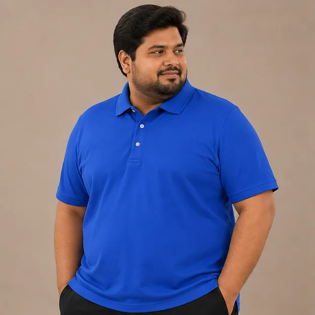 Men's Plus Size Dry Fit Polo Shirt | Royal Blue