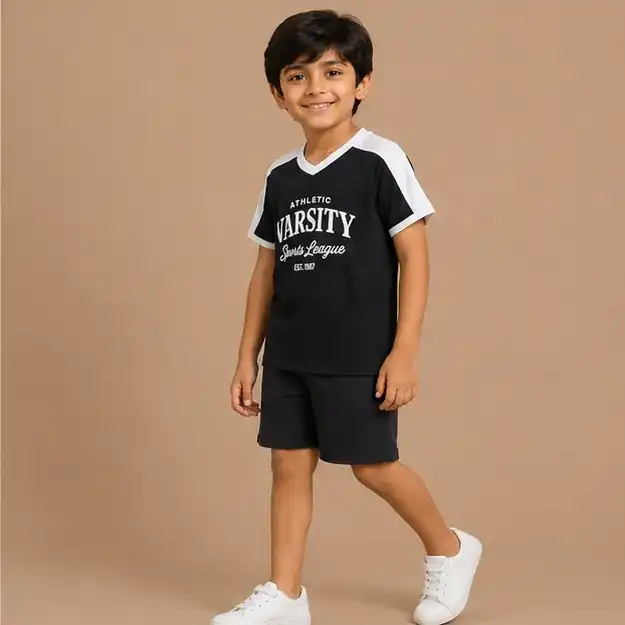 Boy's Athletic T-Shirt | Kids Sports T-Shirt | 100% Polyester | Black