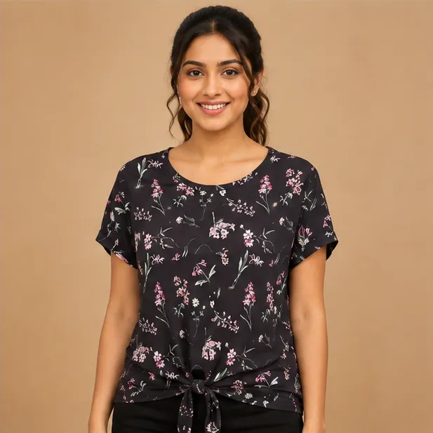 Stylish Tie-Front Top |Iron Free | Coffee Been