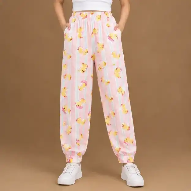 Girls All Over Printed Pull-On Joggers | Stretch Knit Pants with Side Pocket | ২–১৪ বছর | Pink