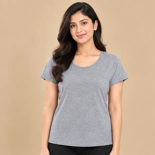 Ladies Round Neck T-Shirt | Activewear | GRAY