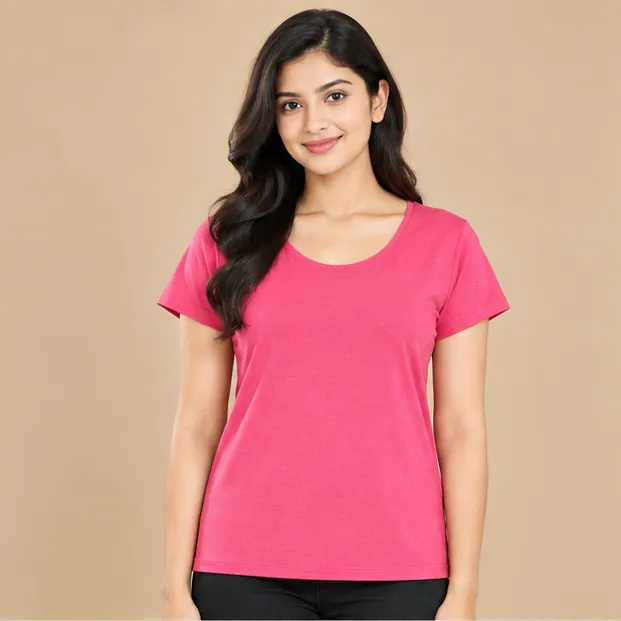 Ladies Round Neck T-Shirt | Activewear | Pink