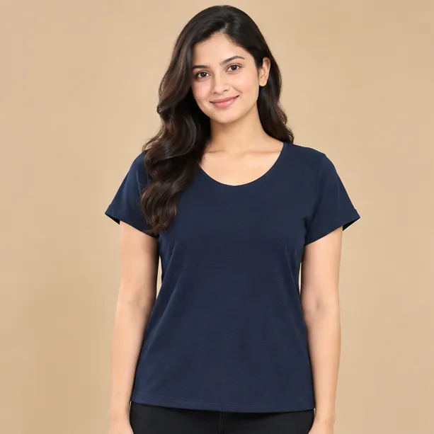 Ladies Round Neck T-Shirt | Activewear | Navy