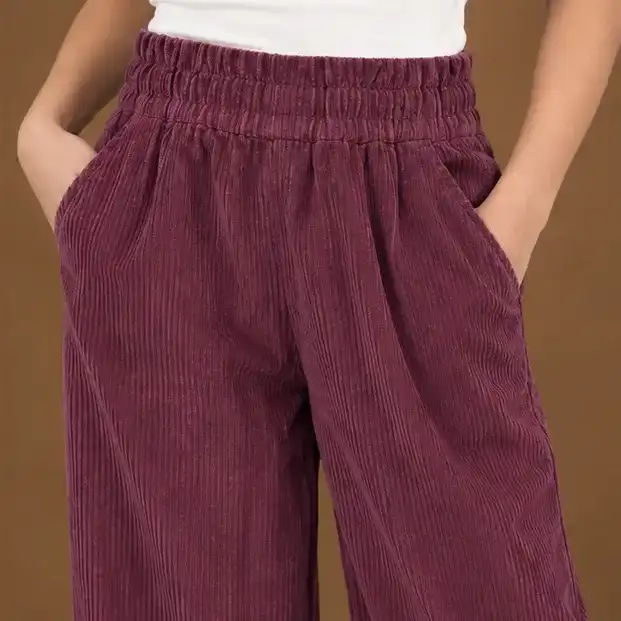 Girls Corduroy Straight Leg Pants | 100% Cotton | Plum | 12 Years