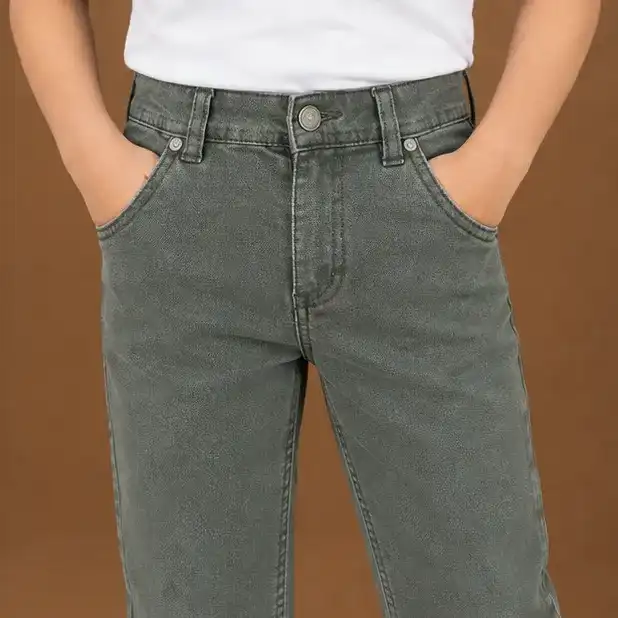 Boys Denim Pants – স্টাইলিশ কিডস ডেনিম জিন্স | Stretchable Cotton Blend Jeans for Boys | Olive Grey
