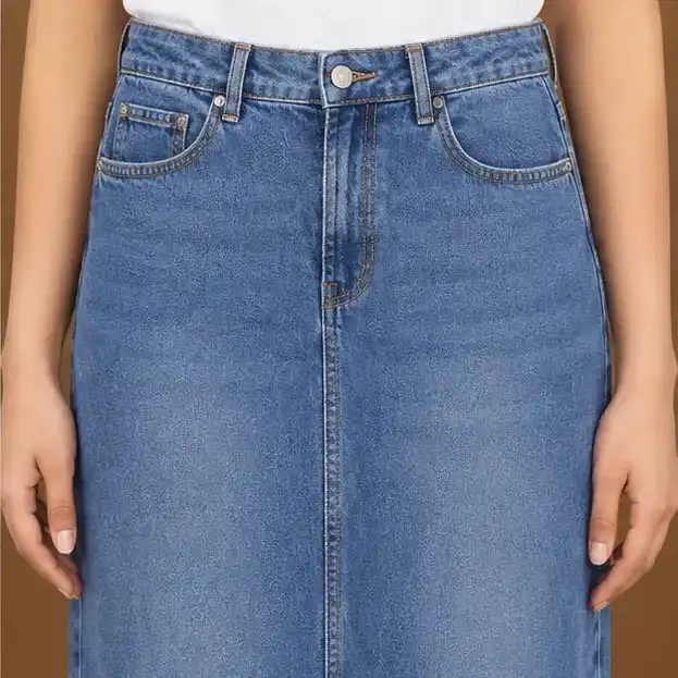 Women’s Classic Denim Maxi Skirt – স্টাইলিশ লং ডেনিম স্কার্ট | Stretchable Cotton Denim Skirt for Women  | Blue